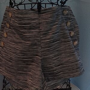 LOFT Black and White Striped Shorts